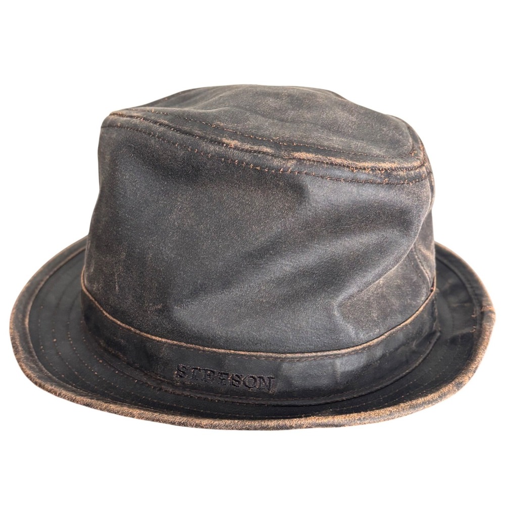 Stetson Odessa | Size S | Waxed Cotton | Brown Weathered Fedora Hat
